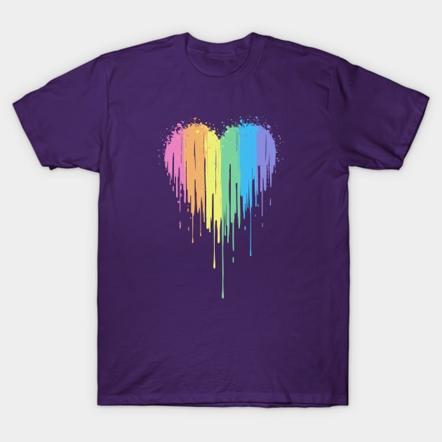 Rainbow Drip Heart T-Shirt by katiestack.art